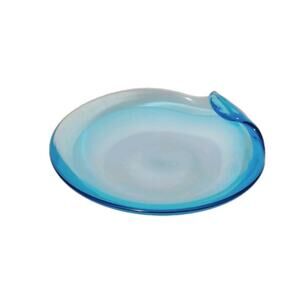 Vintage Murano Style Blue White ArtGlass Candy Trinket Dish Bowl Rolled Edge MCM